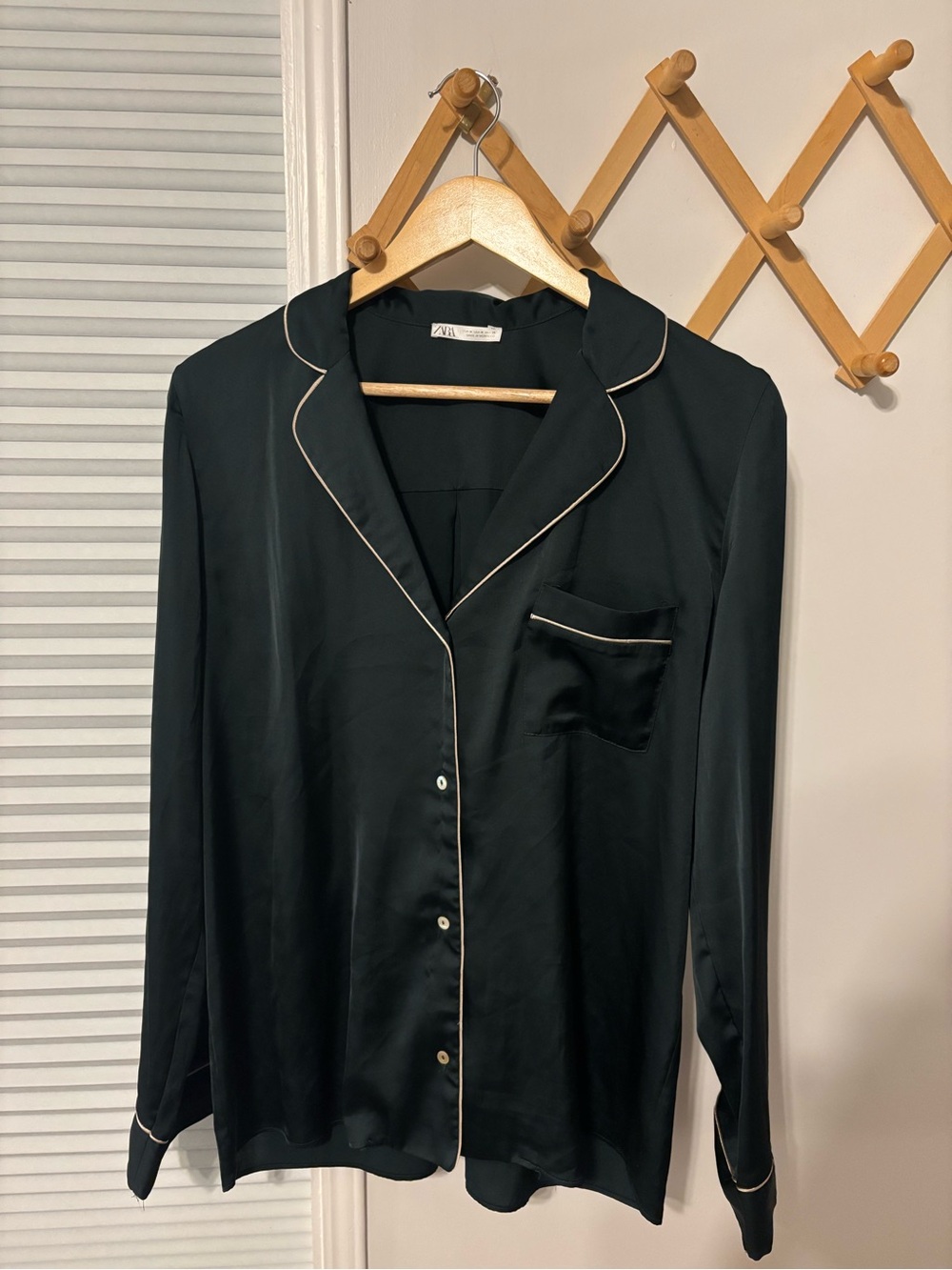 Rare Silky ZARA Forest Green Women's Pajama Top